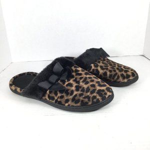 Faux Fur Leopard Print Slippers Size XL